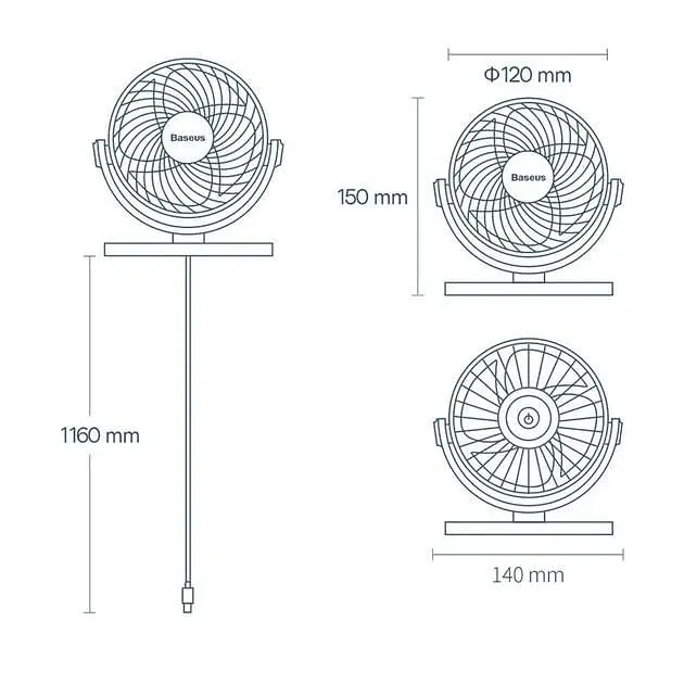 Портативний вентилятор Baseus Serenity Desktop Fan ACYY000002 White - фото 8