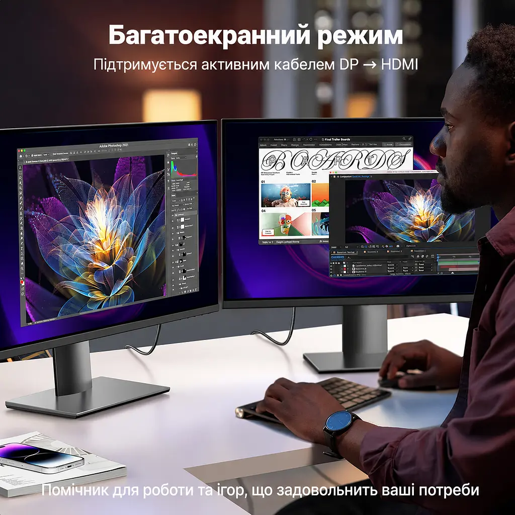 Відеокабель UGREEN DP119 DisplayPort - HDMI 4K 60 Гц 3 м чорний (25491) - фото 5
