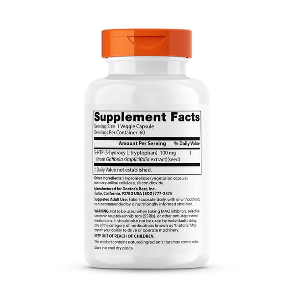 5-HTP 5-гідрокси L-триптофан Doctor's Best 60 вег капс - фото 2