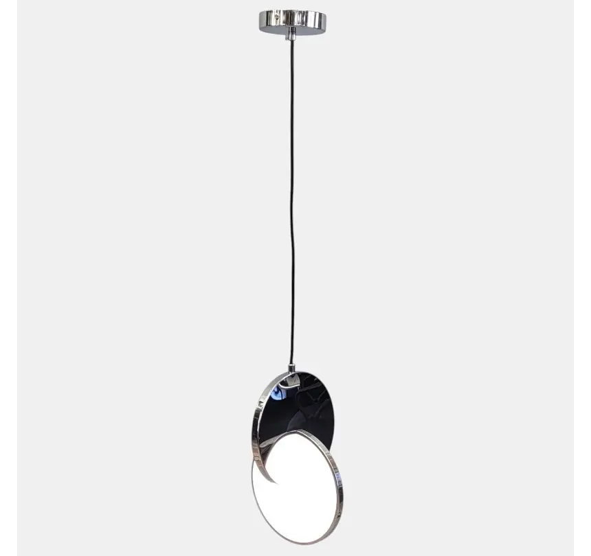 Хромований дизайнерський LED-підвіс Artlight 8219S CH із дзеркальним диском і круглим розсіювачем - фото 4