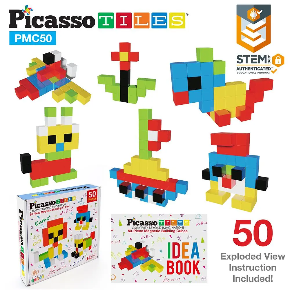 Конструктор магнітний BUILDING CUBES PMC50/23645 PICASSO TILES 50 деталей у коробці - фото 7