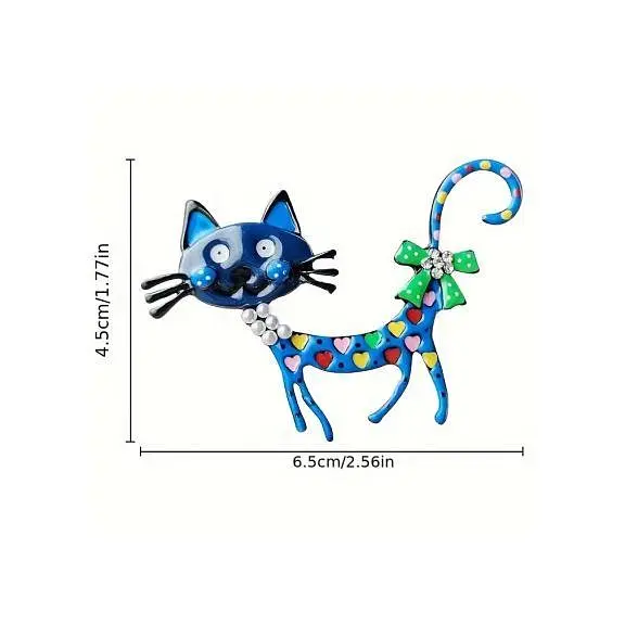 Брошь Котик брошь-булавка синяя - фото 2