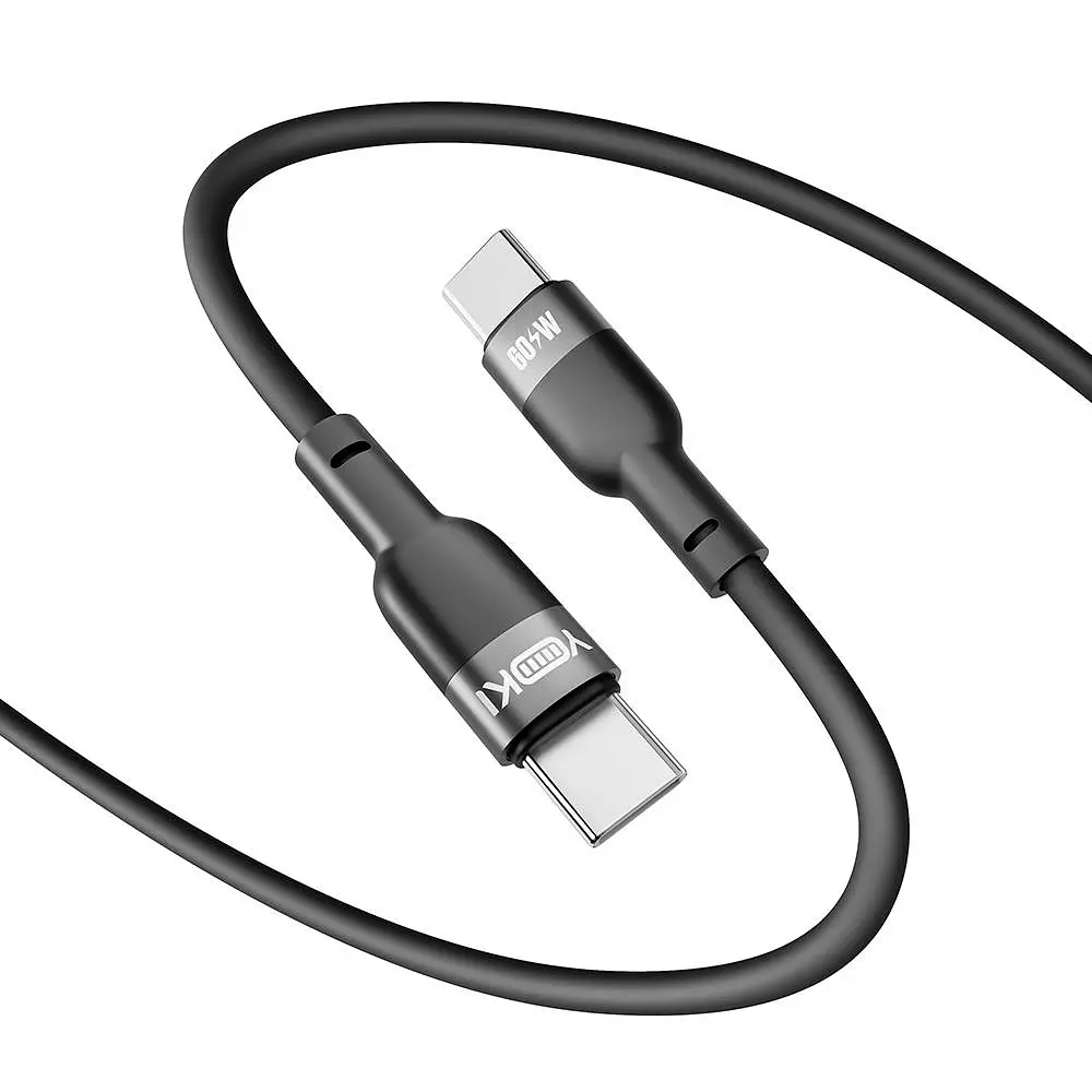 Кабель для заряджання та обміну даними USB Yoki YK-SI50 SILICONE Series Type-C to Type-C 60W 3A/20V 1.2 м Чорний - фото 8