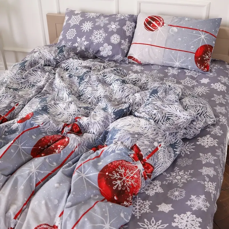 Наволочка MirSon Бязь 17-0657 Mistletoe 45х45 см сіро-червона (2200009611704) - фото 2