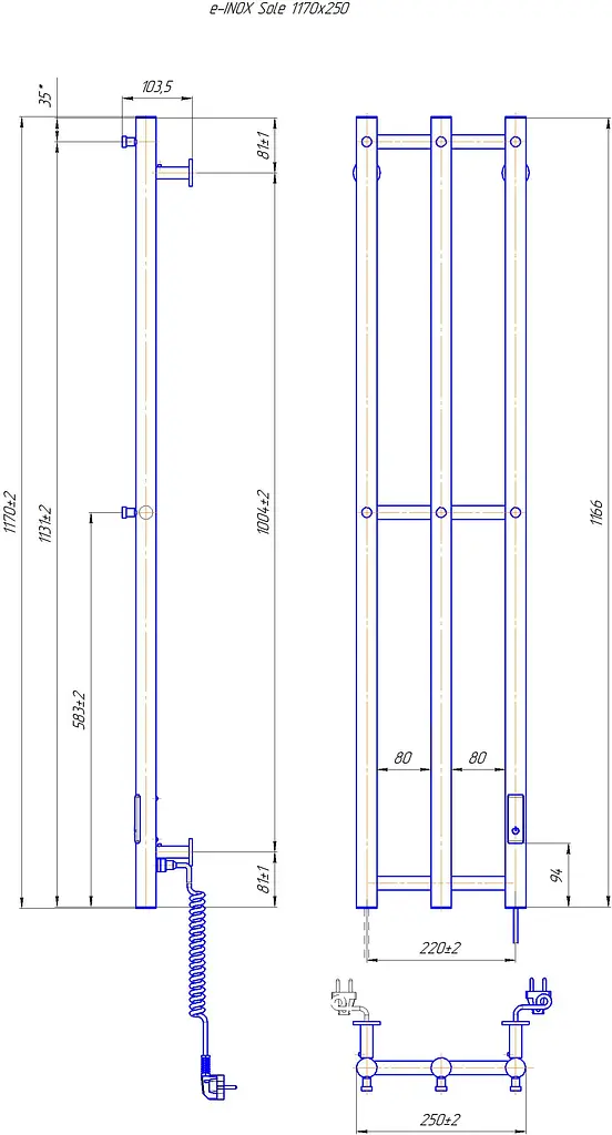 Электрический полотенцесушитель Mario e-Inox Соле 1170x250 TR 2.0 K 2.13.046354.P, Хром, универсальное (коннектор), Электронный - фото 5
