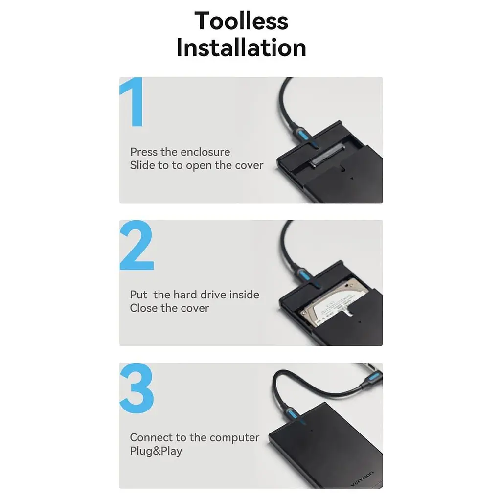 Зовнішня кишеня Vention 2.5" HDD/SSD USB 3.0 Micro-B Black (KPAB0) - фото 10