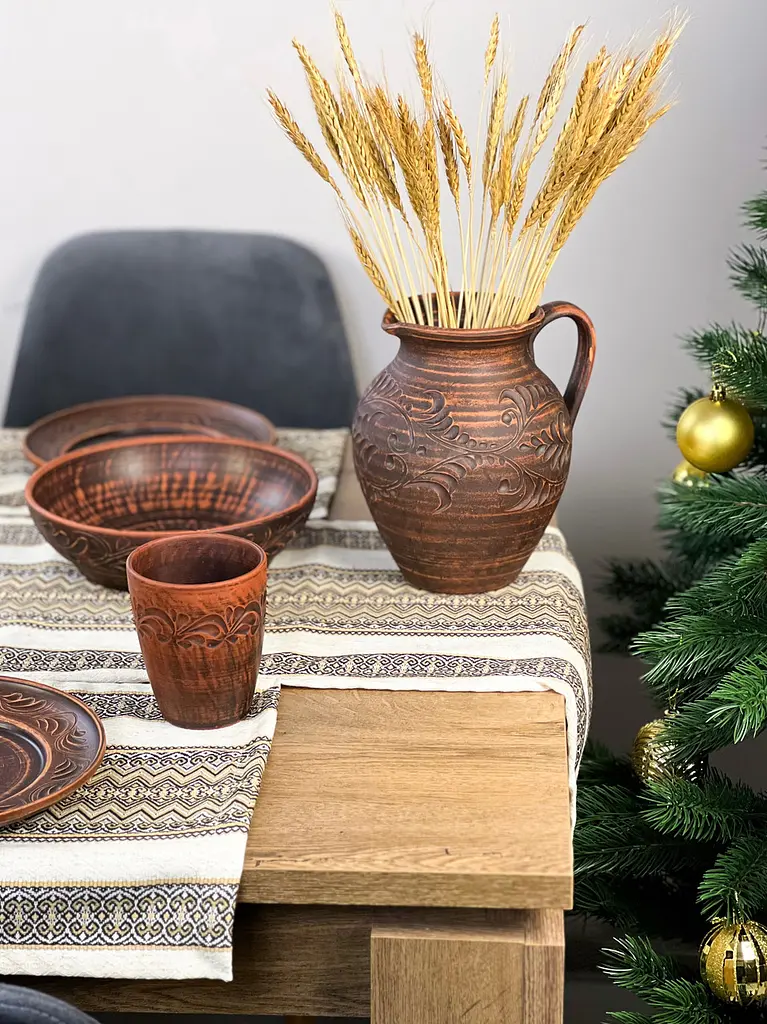 Лляна доріжка з українським орнаментом Рандеву 140х30 см Коричневий - фото 3