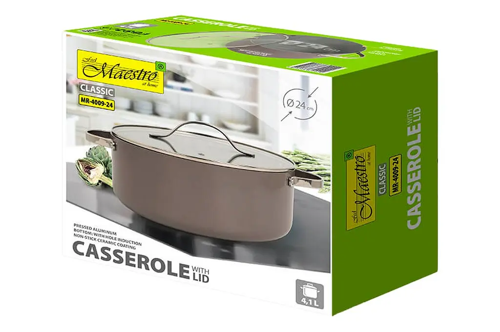Каструля зі скляною антипригарною кришкою Maestro MR-4009-24 діаметр 24 см на 4.1л Ceramic алюміній - фото 5