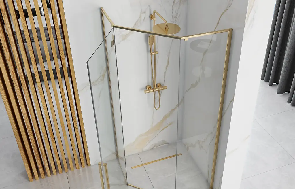 Душова кабіна Rea Diamond 100x100 gold REA-K6616, Золотий, Універсальна, прозорий - фото 2