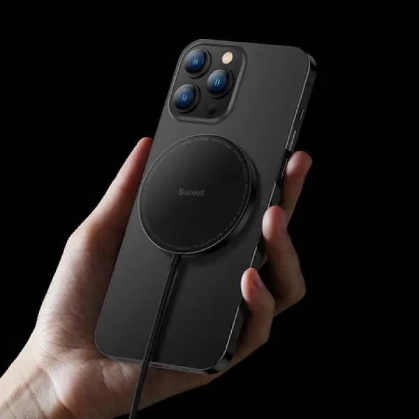 Бездротовий зарядний пристрій Baseus Simple Xiaomini2 Magnetic Wireless Charger 15W (for iP 12/13) CCJJ010001 Black - фото 8