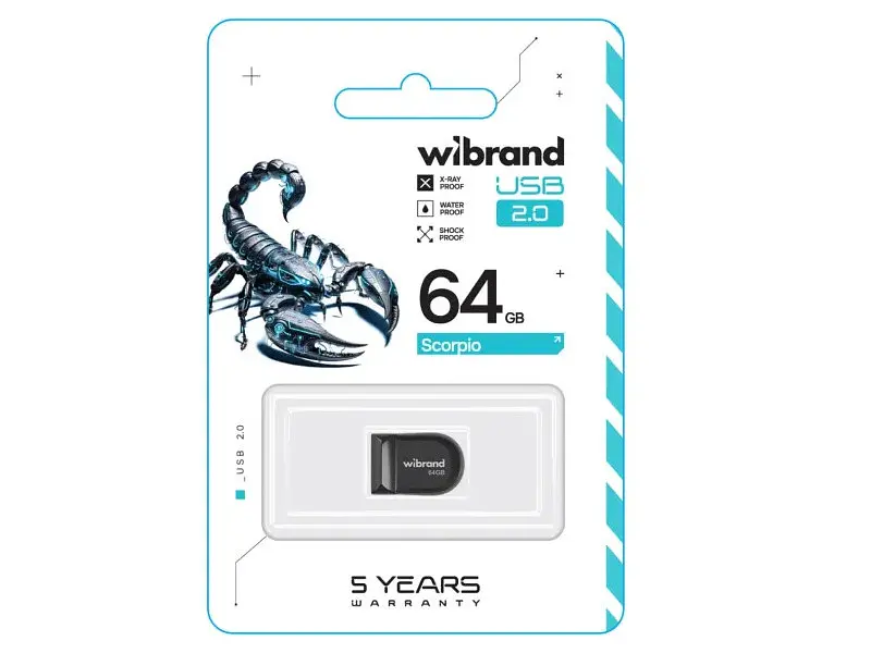 Флешка Wibrand 64 GB Scorpio Black USB 2.0 (WI2.0/SC64M3B) - фото 2