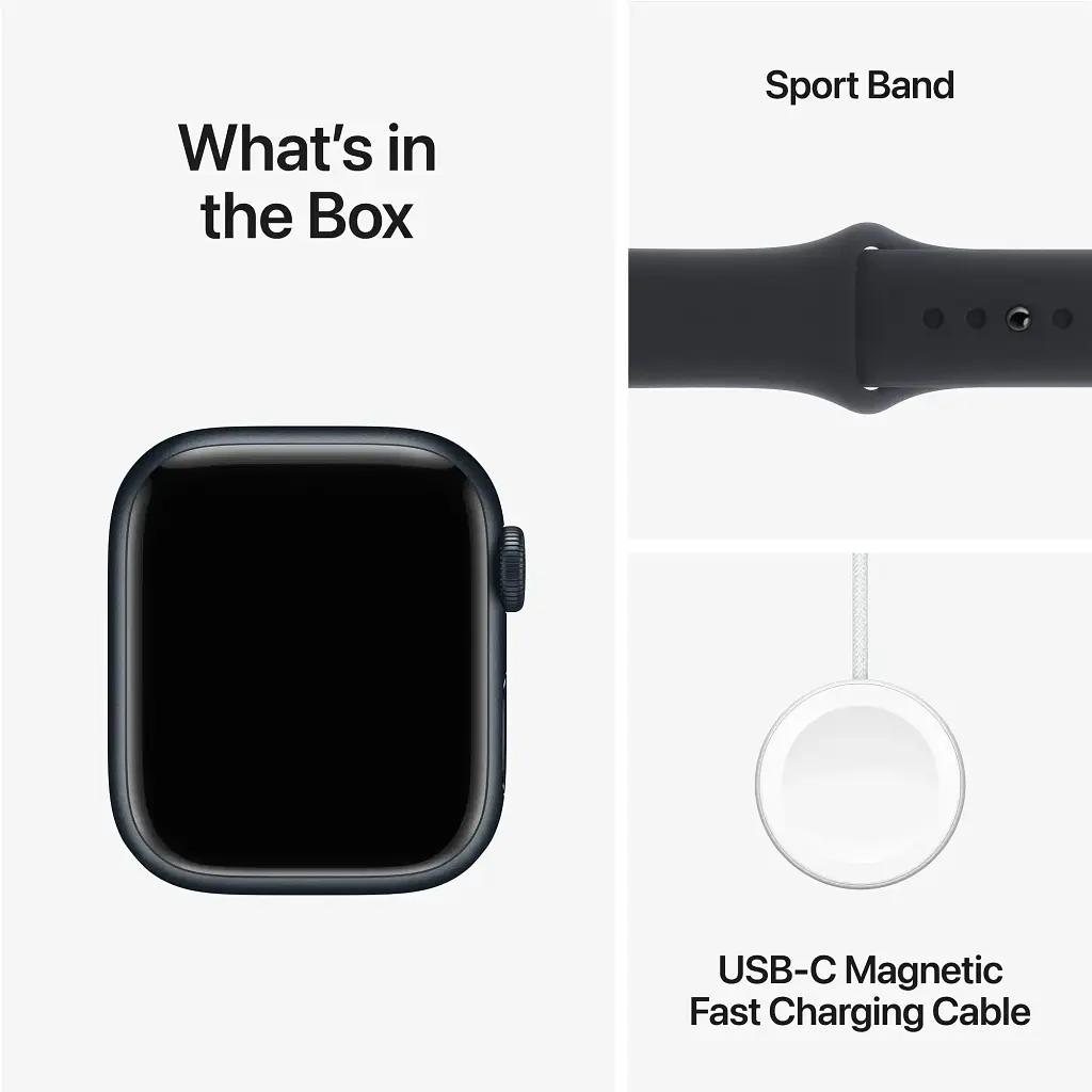 Смарт-часы Apple Watch Series 9 GPS 41mm Midnight Aluminium Case with Midnight Sport Band - M/L (MR8X3QC/A) - фото 10