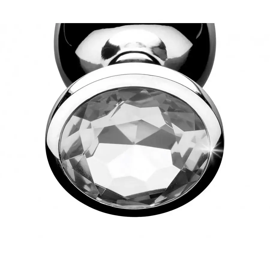 Анальна пробка Fantasy Silver Butt Plug Diamond L 9 см (білий) - фото 4