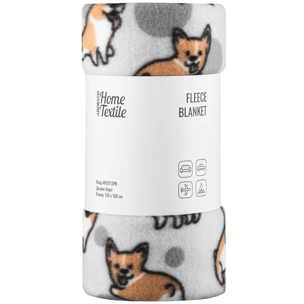Плед Ardesto FleeСe Корги ART-0713-PB 130х160 см