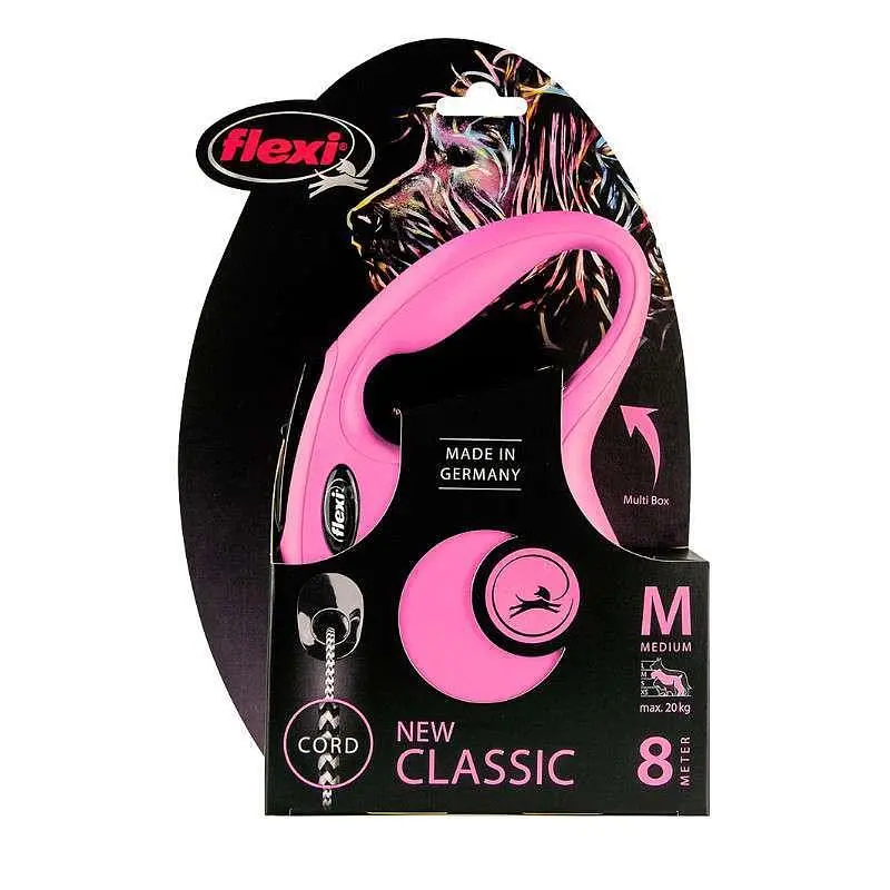 Повідець-рулетка Flexi New Classic M для собак середніх порід трос 8 м до 20 кг рожевий - фото 2