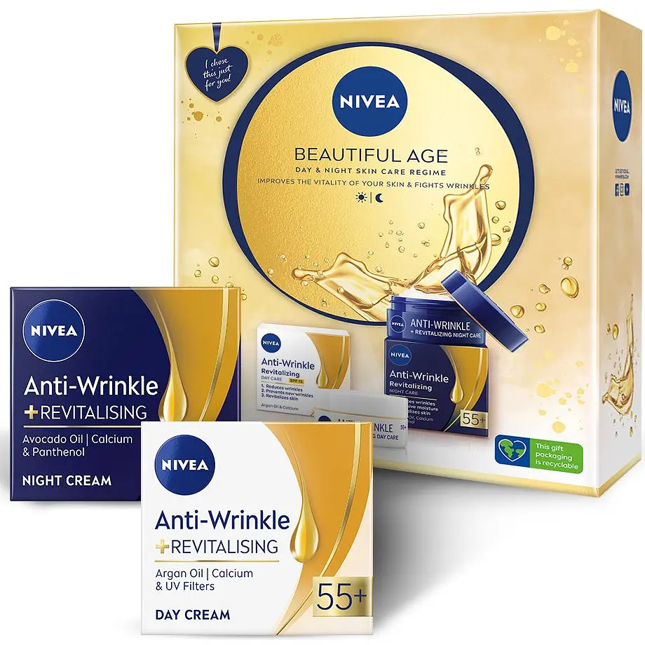 Набір жіночий Nivea Beautiful Age 2023: Денний крем для обличчя проти зморшок і ревіталізація 55+ 50 мл + Нічний крем для обличчя проти зморшок і ревіталізація 55+ 50 мл - фото 2
