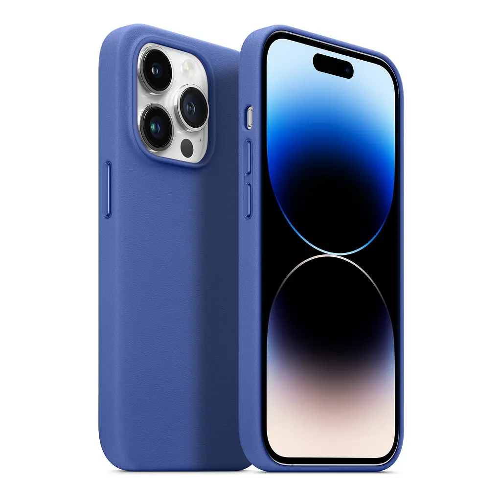 Кожаный чехол-панель для Apple iPhone 14 Pro Max, FAKE Leather Case, синий, искусственная кожа, премиальный, противоударный, защита всего корпуса, с мягкой подкладкой, поддержка MagSafe и беспроводной зарядки, ArmorStandart (ARM64462) - фото 3