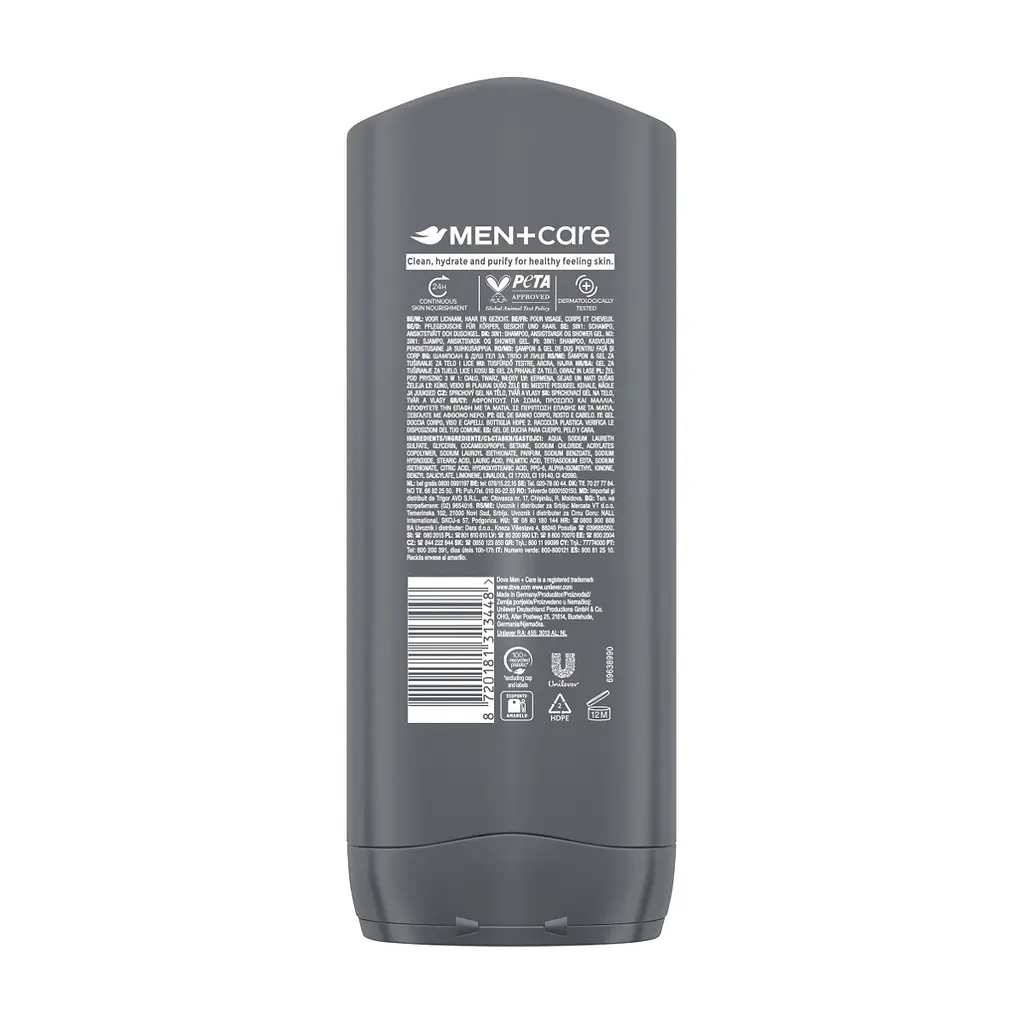Гель для душу Dove Men+Care Чистота та комфорт 400 мл (8717644683149/8720181313448) - фото 2