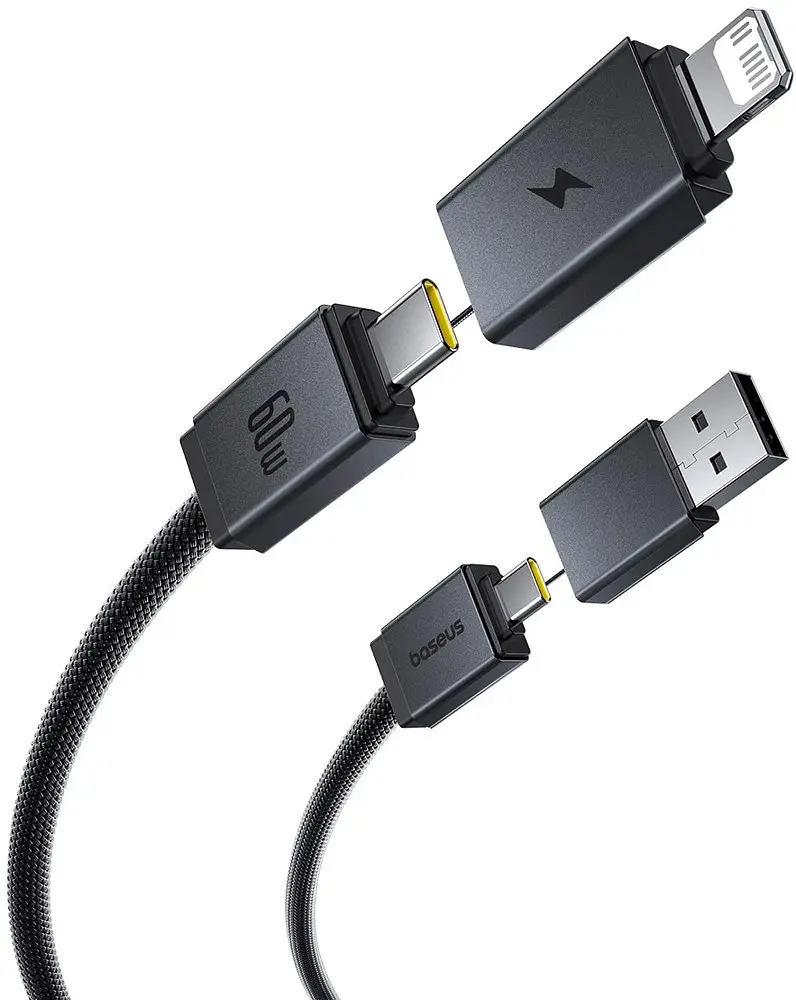 Кабель Baseus Versatile Two-for-Two Fast Charging Cable U+C to C+L 60W 2 м Cosmic Черный - фото 3