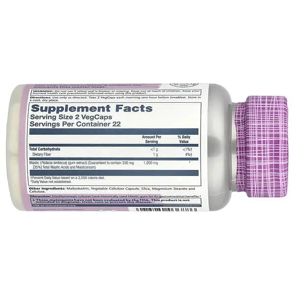 Мастичная смола Mastic Gum 500 mg 45 капсул Solaray vit0005404 - фото 2