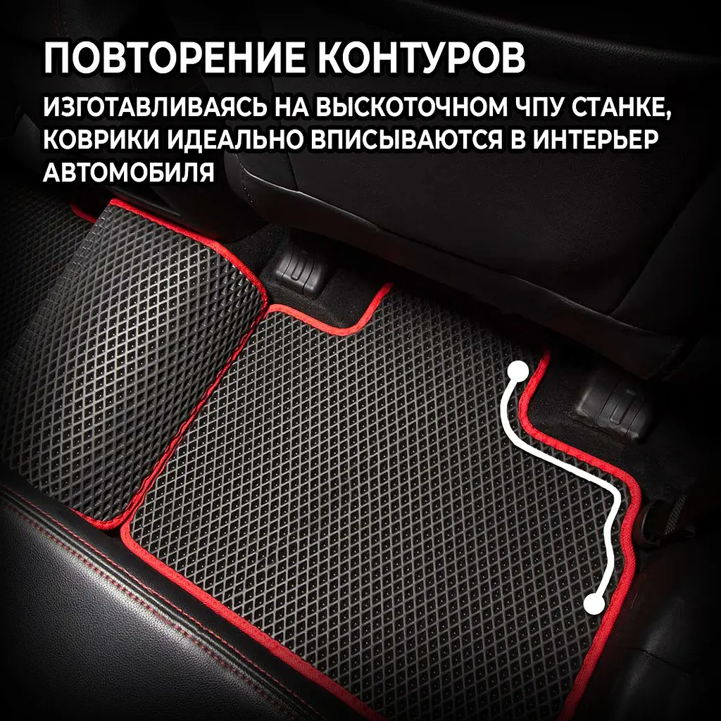 Килимки в салон EVA для Skoda Fabia 1997-2007 (Металевий підп'ятник) Червоні 5 шт - фото 4