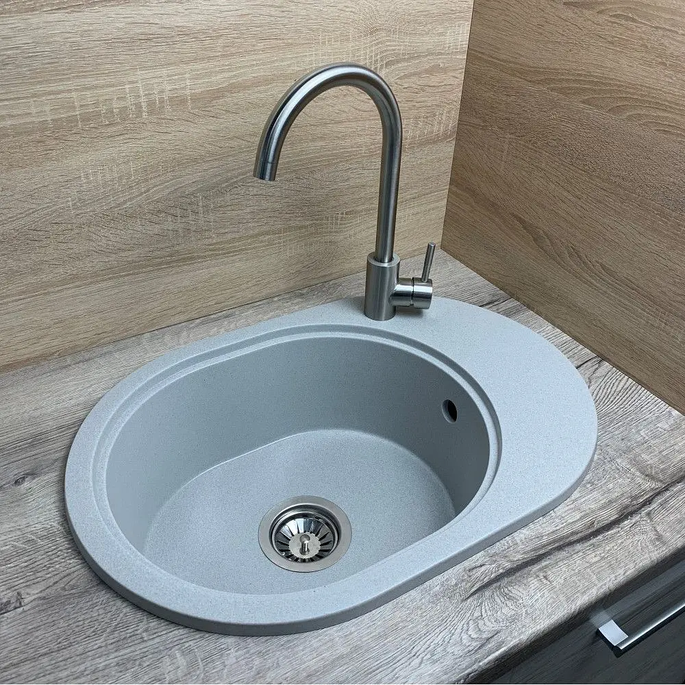 Кухонна мийка Adamant OVALE світло-сіра 610x420x180 мм, з крилом 61 см - фото 2