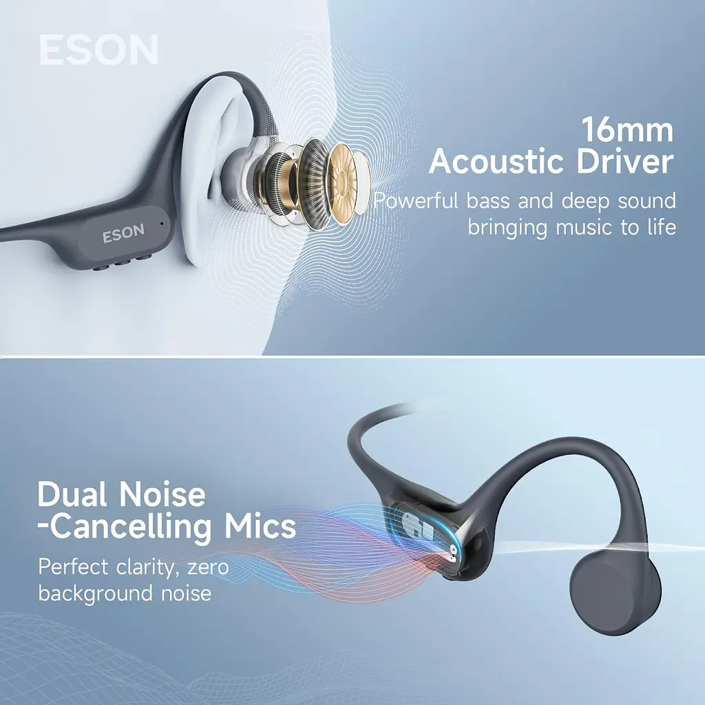Водонепроникні кісткові навушники з 64 ГБ пам'яті ESON X39 з Bluetooth 5.4, MP3-плеєром - фото 5