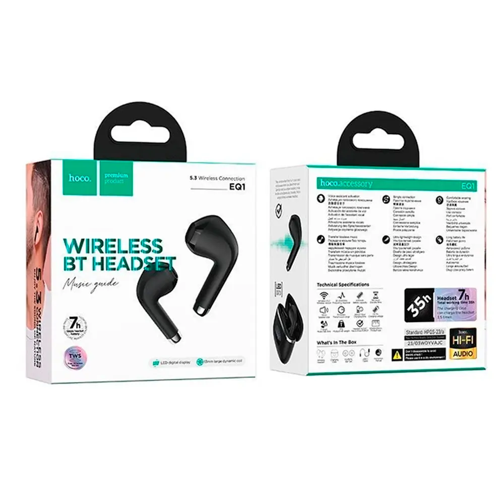 Навушники Bluetooth HOCO EQ1, Black, Кейс - фото 3