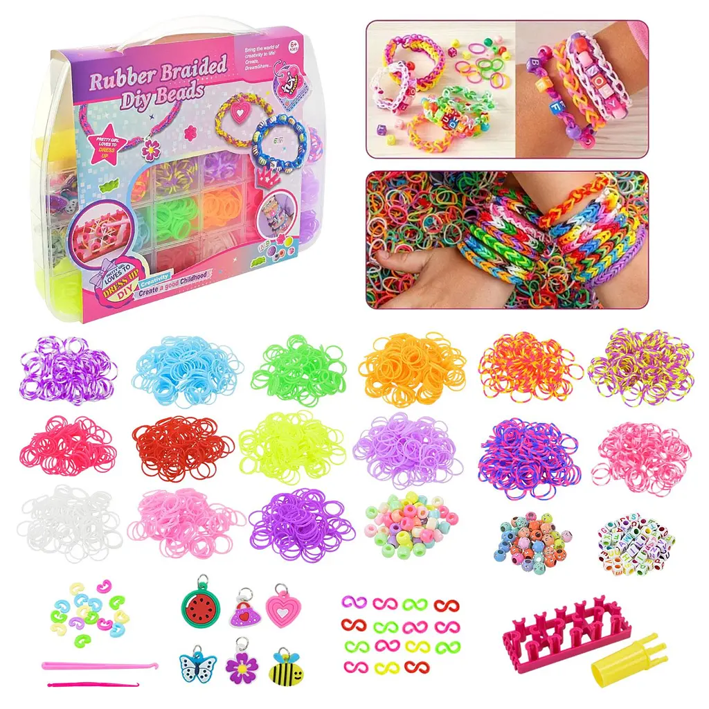 Набір для створення прикрас із гумок Rubber Braided DIY Beads у кейсі (HZX-955-194)