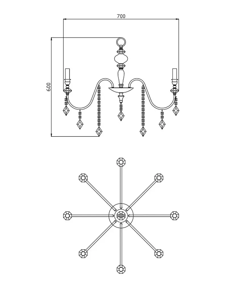Люстра Edlin PL2417-8 Vanessa E14 8x12W IP20 хром - фото 2