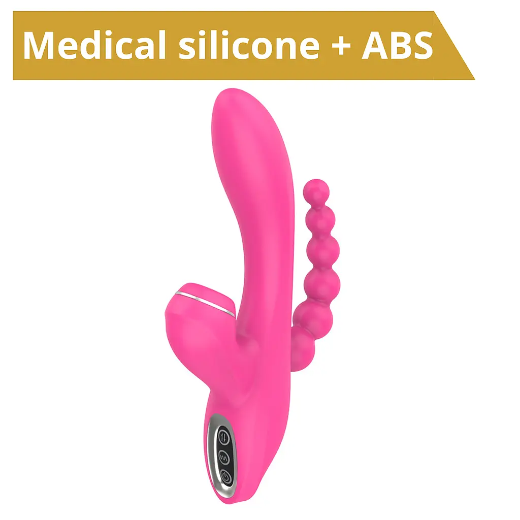 Вібратор Erospace Sweet Play Sucking Vibrator With Anal Beads A3 20.8 см рожевий - фото 9