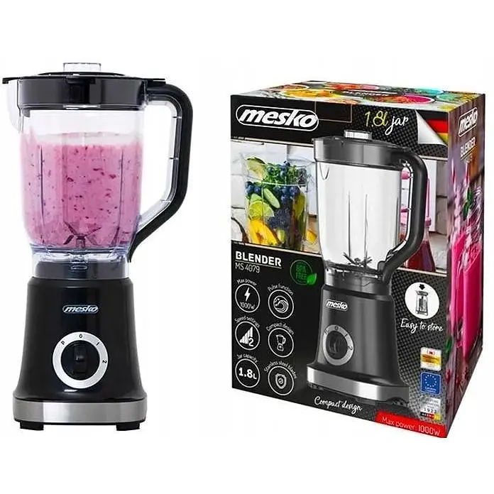 Блендер стационарный Mesko MS 4079 1000 Вт 2 скорости 1.8 л черный - фото 4