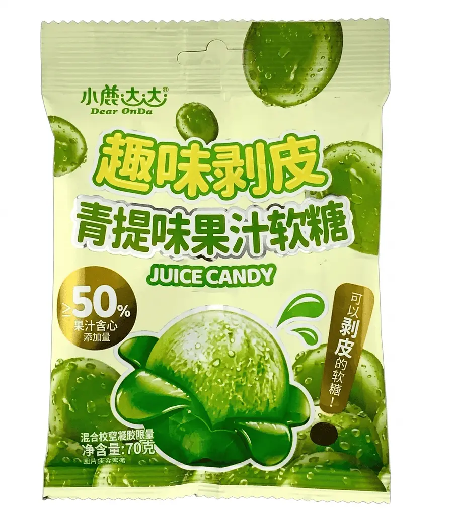 Желейні цукерки Deer Dada Peeling Juice Candy Green Grape 70г
