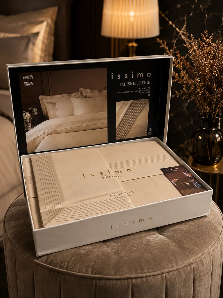 Комплект постільної білизни Євро Issimo Talisker Beige 200×220 см, сатин Premium 300 TC ексклюзив TC303376389 - фото 5