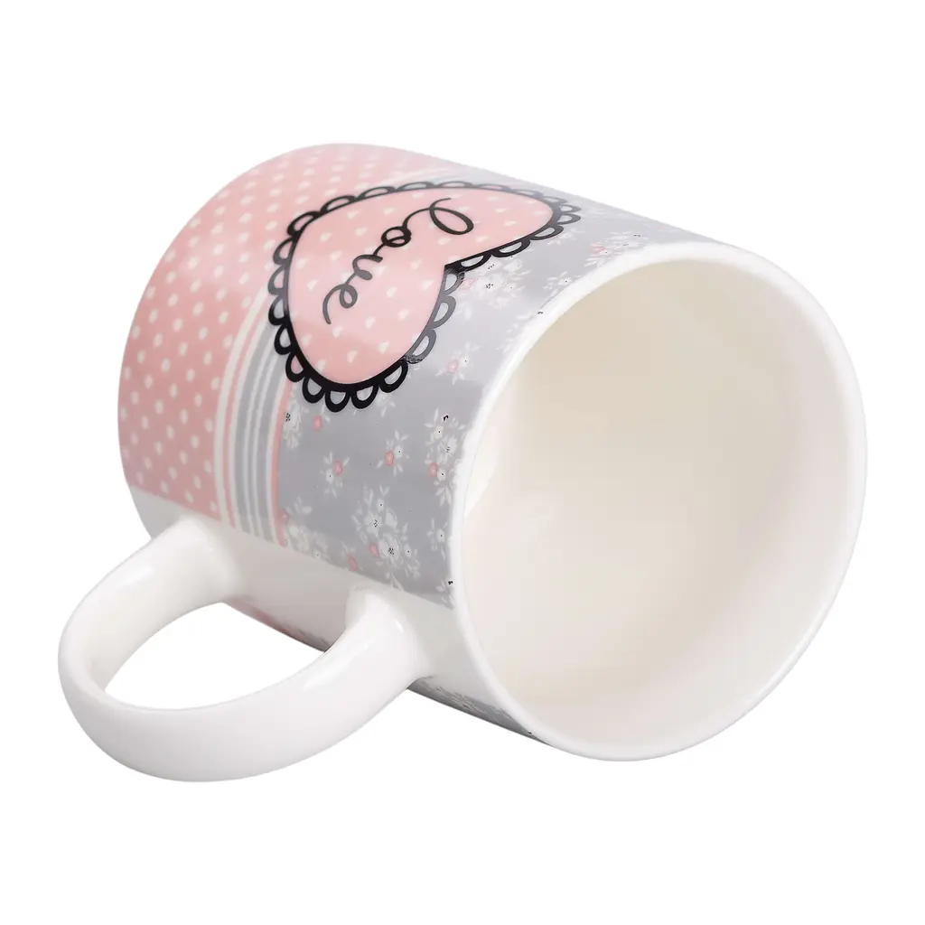 Чашка керамическая Liling Rongxiang Ceramic Love 400 мл розовая RX-N240143PK - фото 3