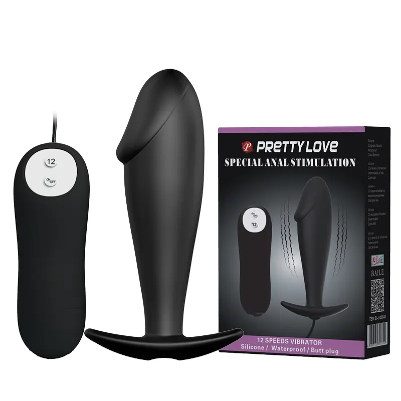 Анальна пробка з вібрацією Pretty Love Vibrating Butt Plug, 10х3 см, чорний - фото 8
