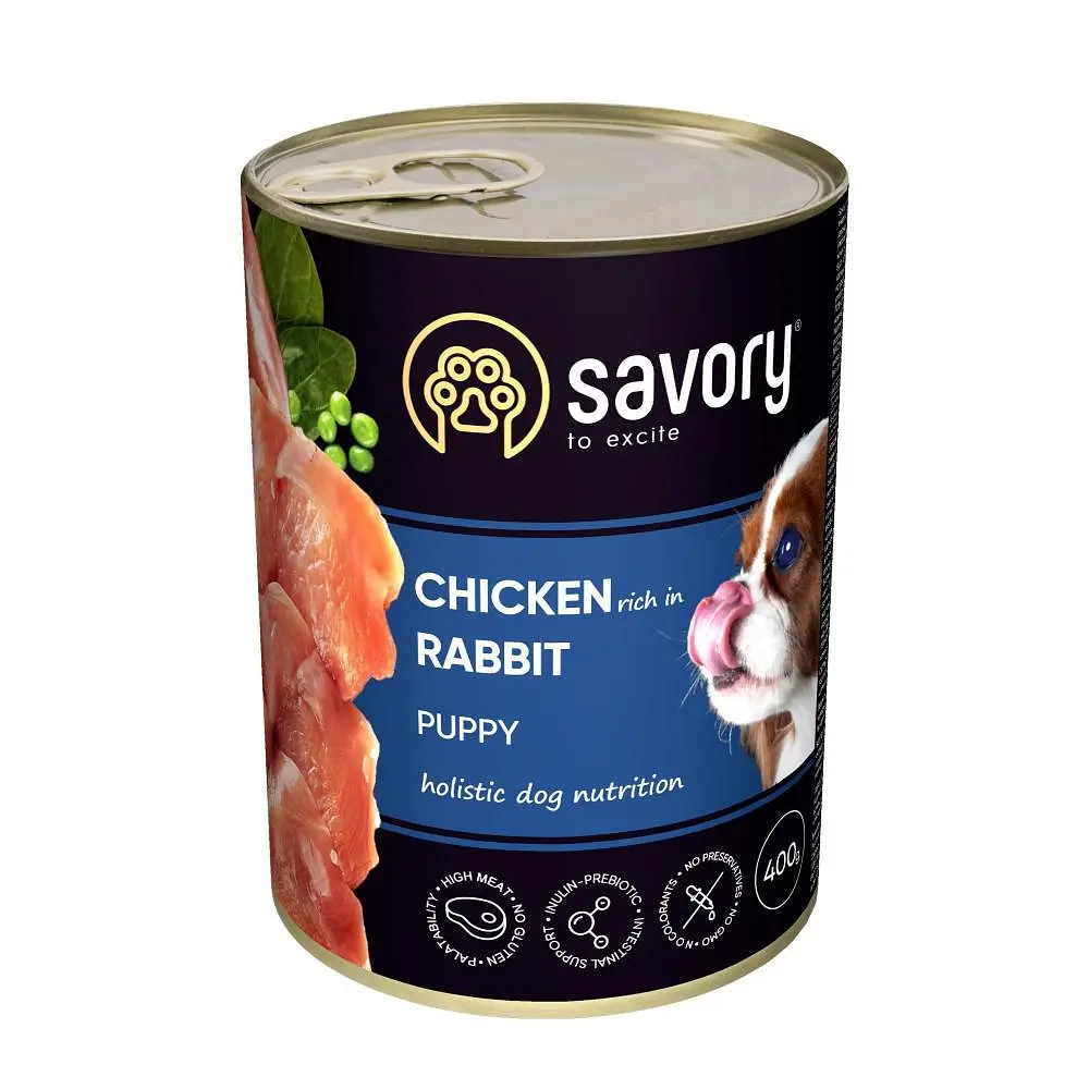 Влажный корм Savory Puppy Chicken&Rabbit для щенков курица с кроликом 400 г - фото 2
