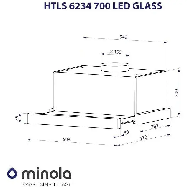 Вытяжка телескопическая Minola HTLS 6234 BL 700 LED Glass - фото 10
