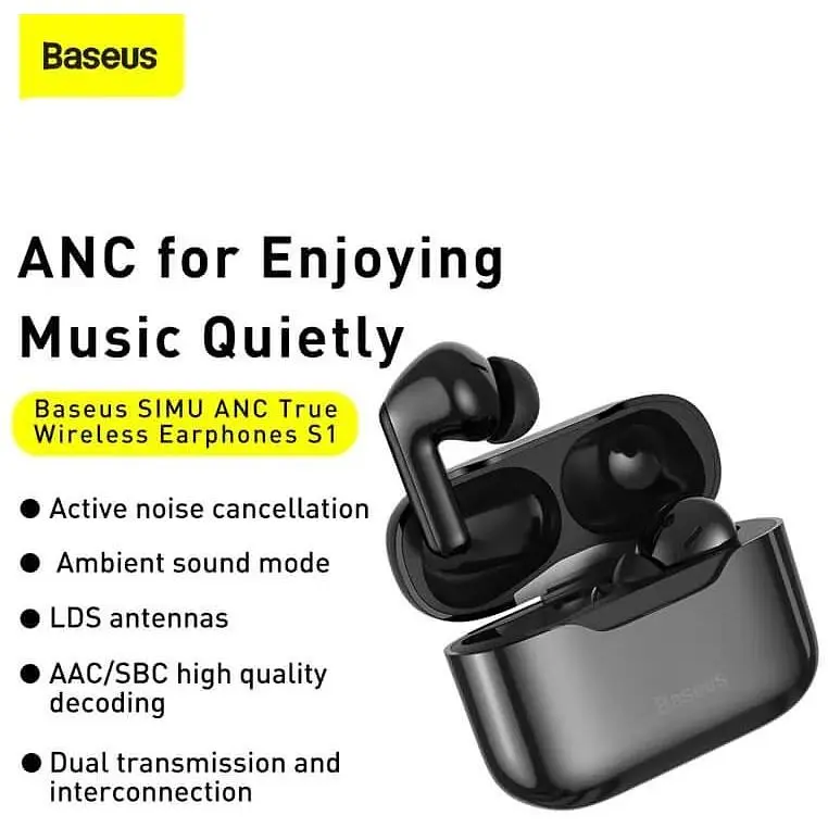Наушники беспроводные Baseus S1 Simu ANC TWS (NGS1-01) с беспроводной зарядкой черные - фото 7