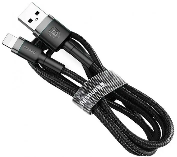 Кабель Baseus cafule Cable USB For lightning 2.4A 1M Gray+Black - фото 2