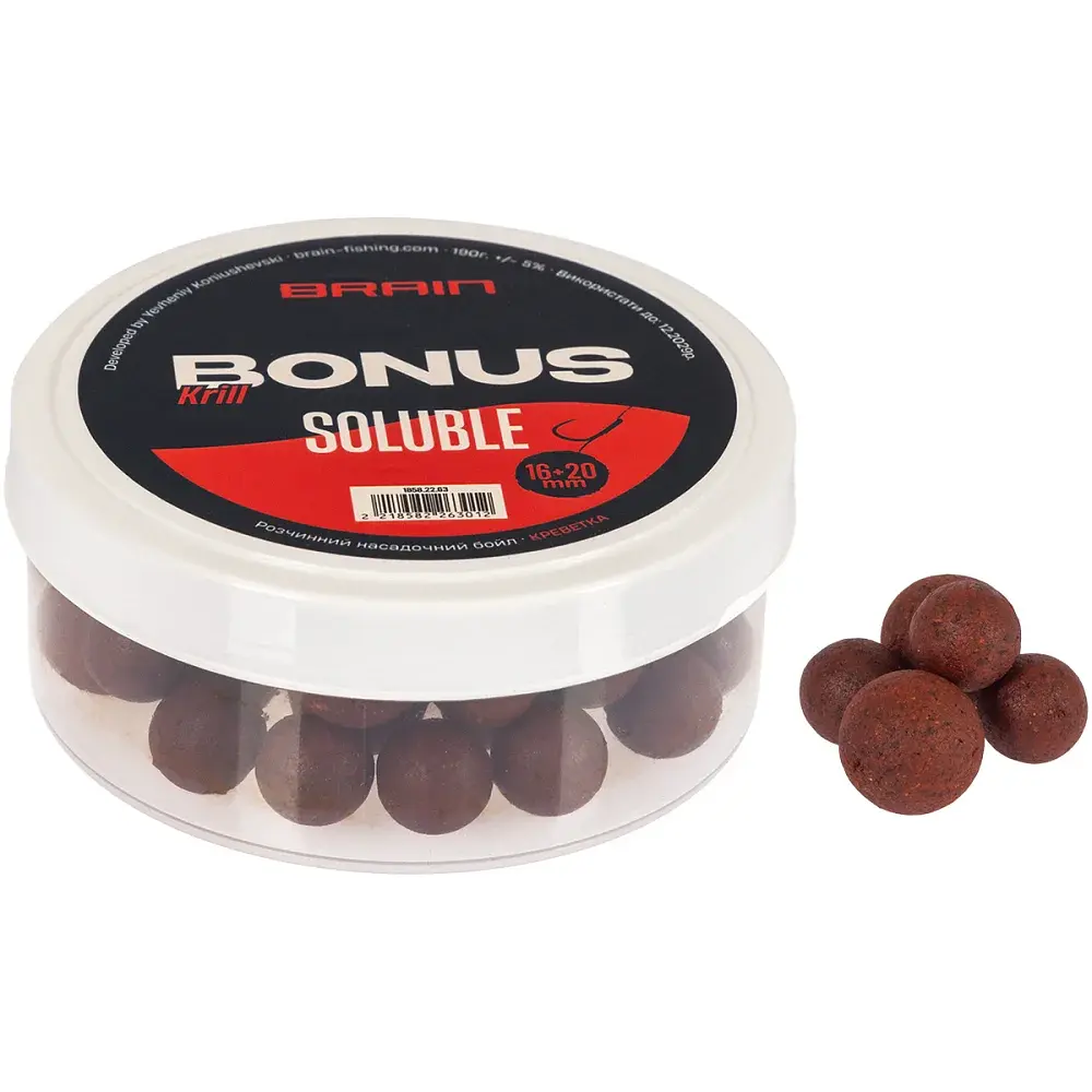 Бойли розчинні Brain Bonus Krill (креветка) 16+20mm 190g
