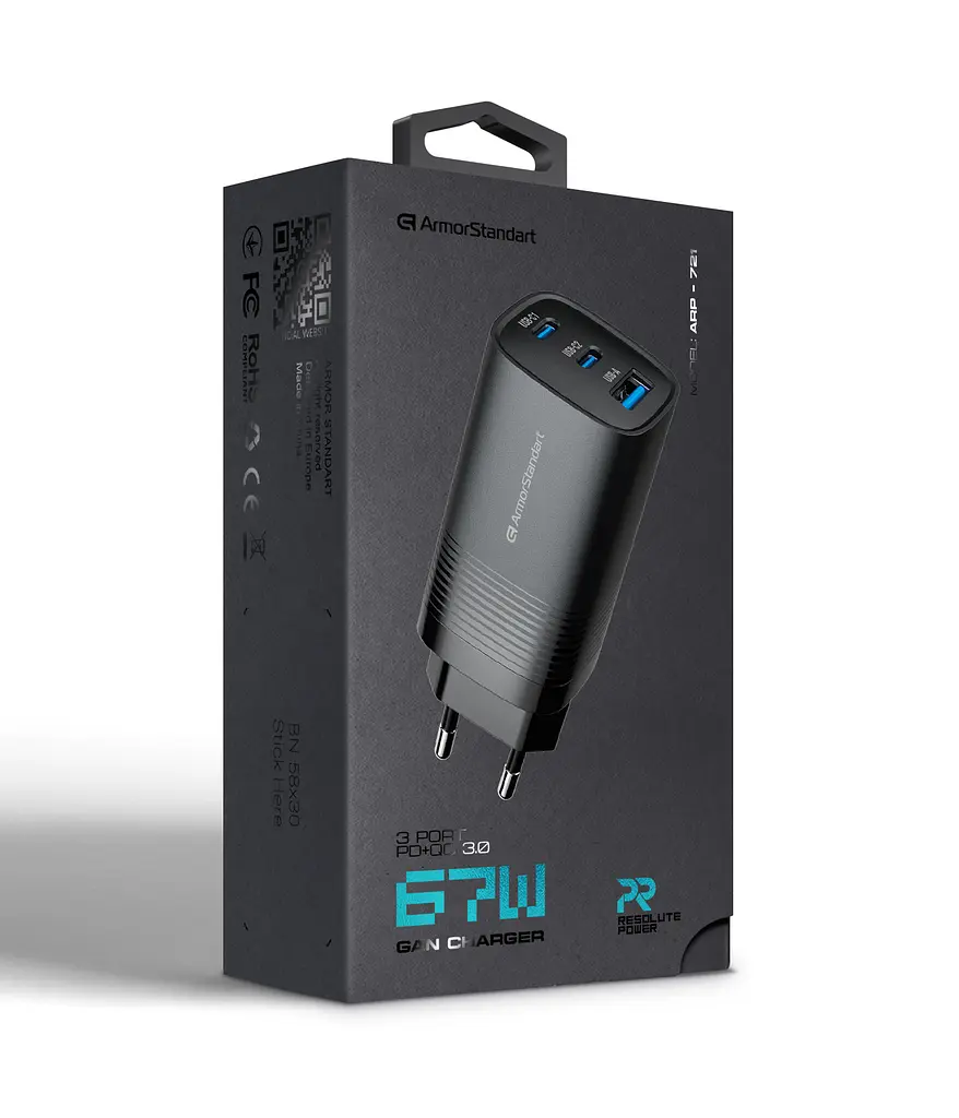 Мережевий зарядний пристрій ArmorStandart Resolute Power ARP-721 67W GaN Black (ARM88384) - фото 12