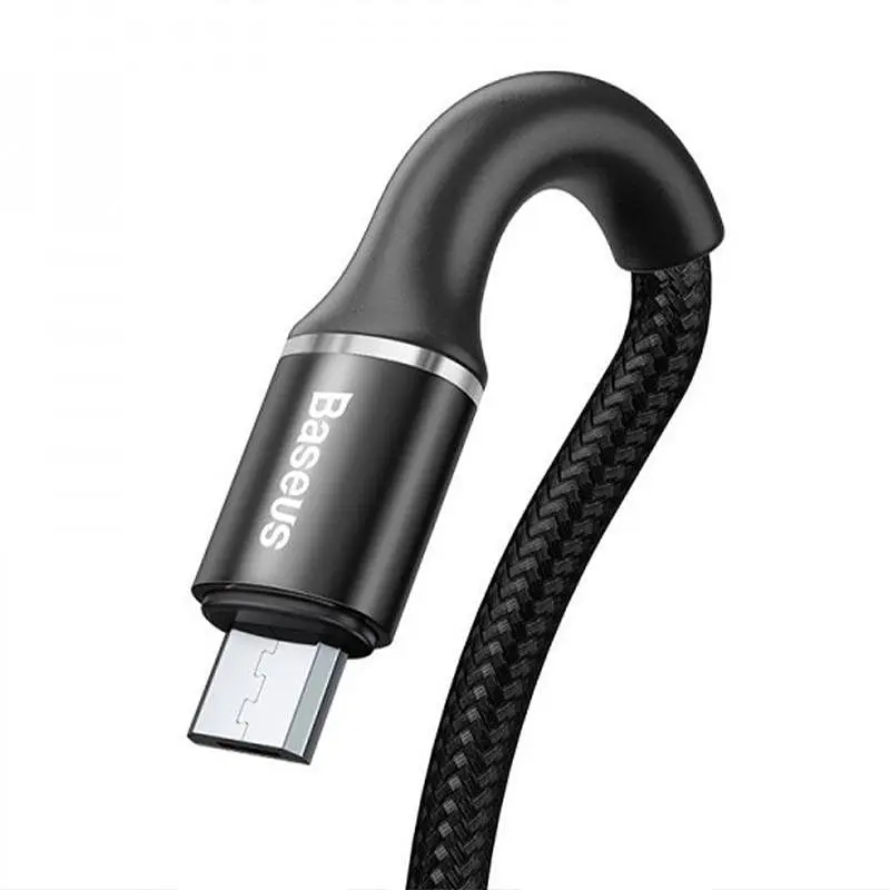 Кабель Baseus Halo Data Cable USB to MicroUSB Cable 3A 3m CAMGH-E01 Black - фото 3