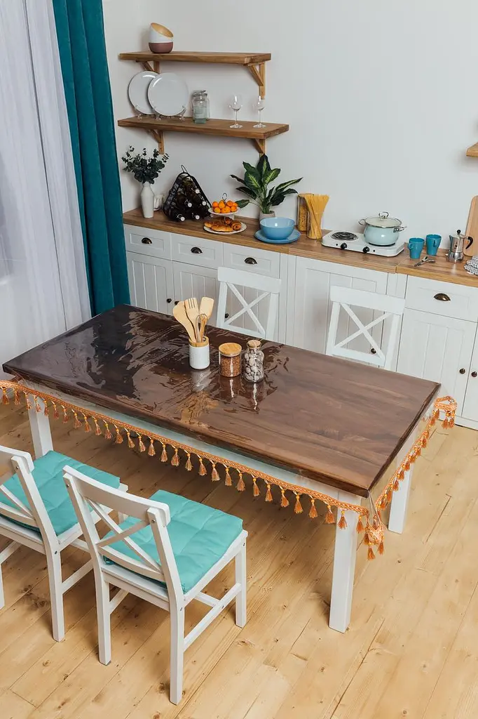 Скатерть силиконовая с персиковой бахромой 400х180 см - фото 5