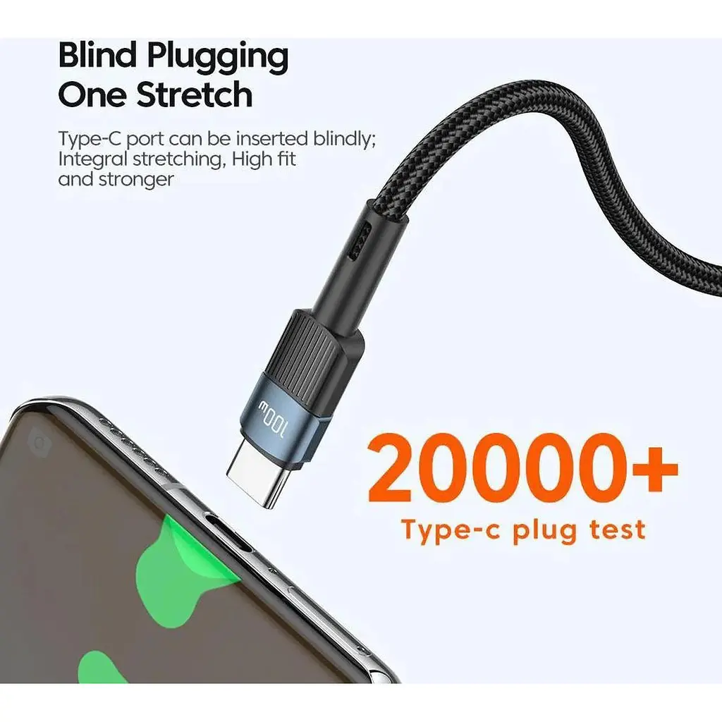 Кабель Essager USB Type-C to Type-C 100W быстрая зарядка 20V 5A 1.2 м синий - фото 6