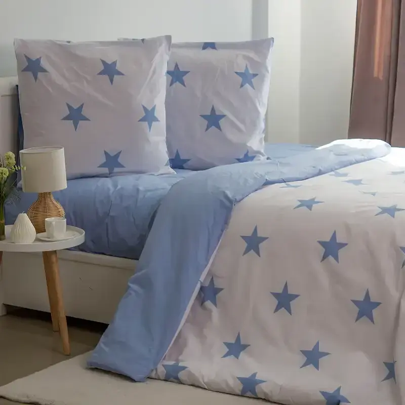 Постільна білизна ТЕП Soft Dreams Morning Star Blue 70x70 двоспальна бязь біла - фото 3