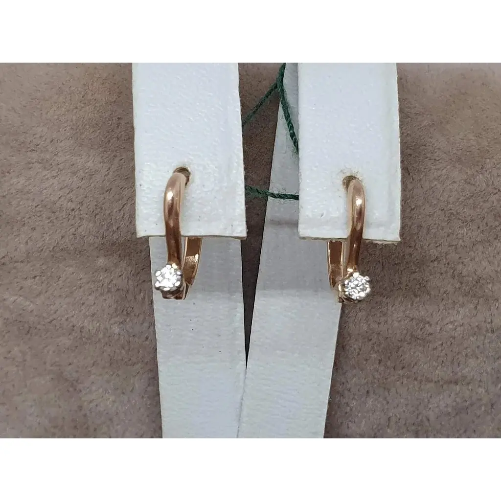 Золоті сережки ЮЗ "Багет" з діамантами. 2578 - фото 4