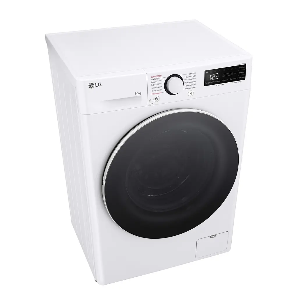 LG Прально-сушильна машина фронтальна, 9(5)кг, 1200, А, 48см, дисплей, пара, інвертор, білий - фото 8