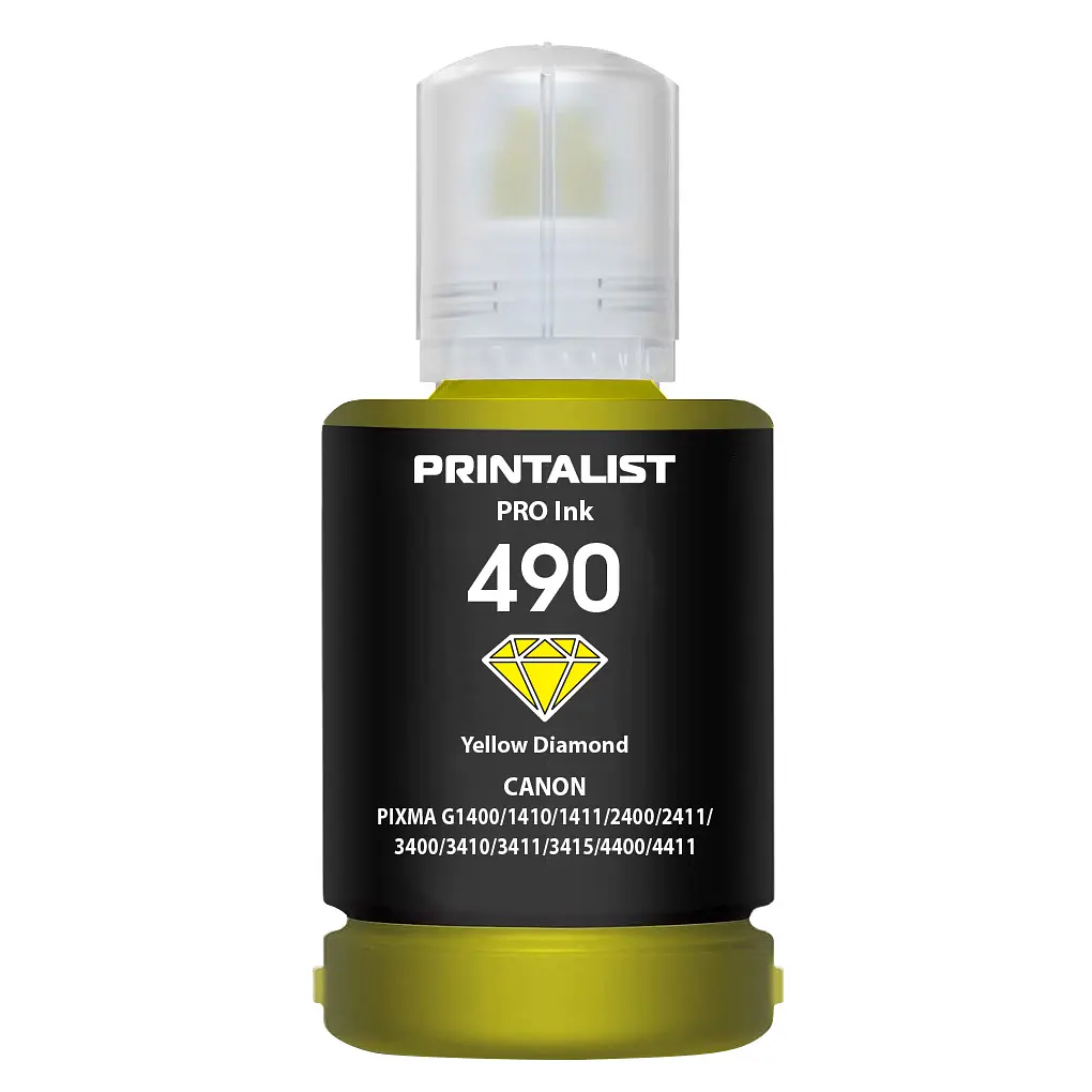 Чорнило PRINTALIST GI-490 для Canon G1400/G2400/G3400 140г Yellow водорозчинне (PL490Y) - фото 5