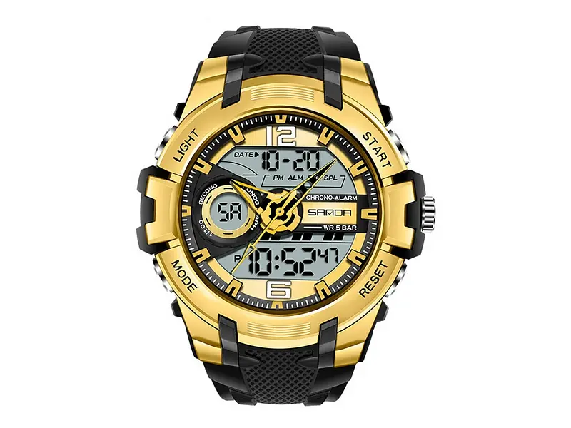 Чоловічий наручний годинник 6015 Black-Gold Sanda acs0030967 - фото 2
